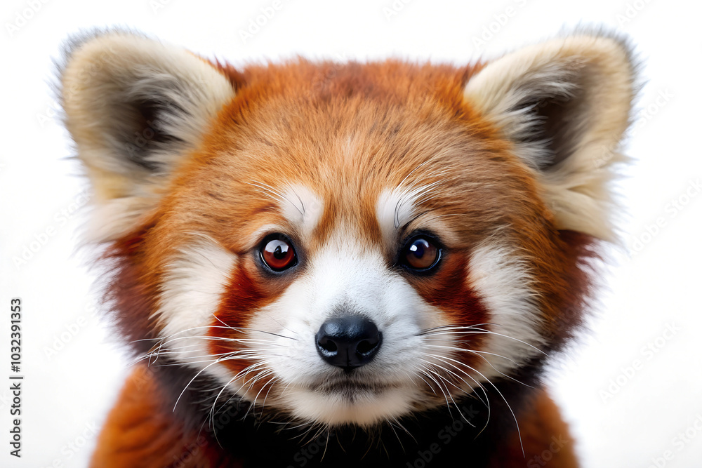 Obraz premium Red Panda Portrait on White Background 