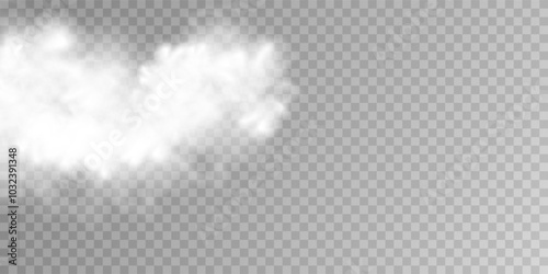 Fog or smoke isolated transparent special effect. White vector cloudiness, mist or smog background. Vector illustration	