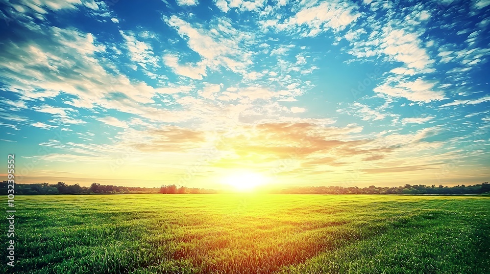 Breathtaking Vibrant Watercolor Painting of a Sunset Over a Lush Meadow Landscape with Bright Colorful Sky and Clouds Breathtaking Vibrant Watercolor Painting of a Sunset Over a Lush Meadow Landscape with Bright Colorful Sky and Clouds