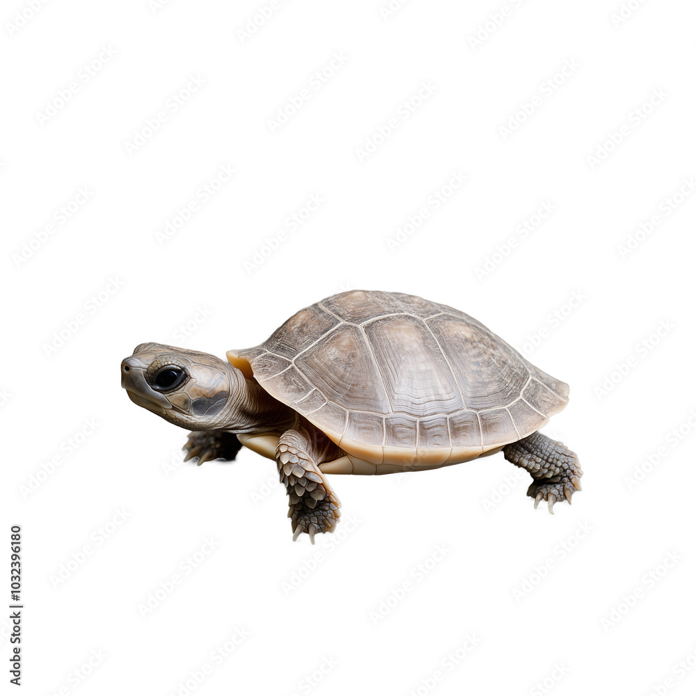 Obraz premium Close-up of a small tortoise on a transparent background