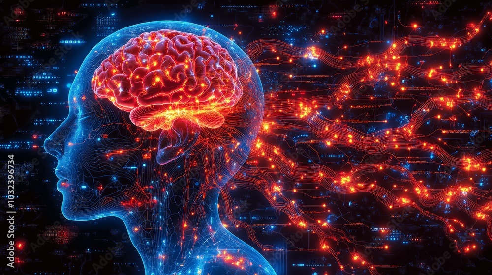 Neural Connections in the Human Brain Illustration Neural Connections in the Human Brain Illustration