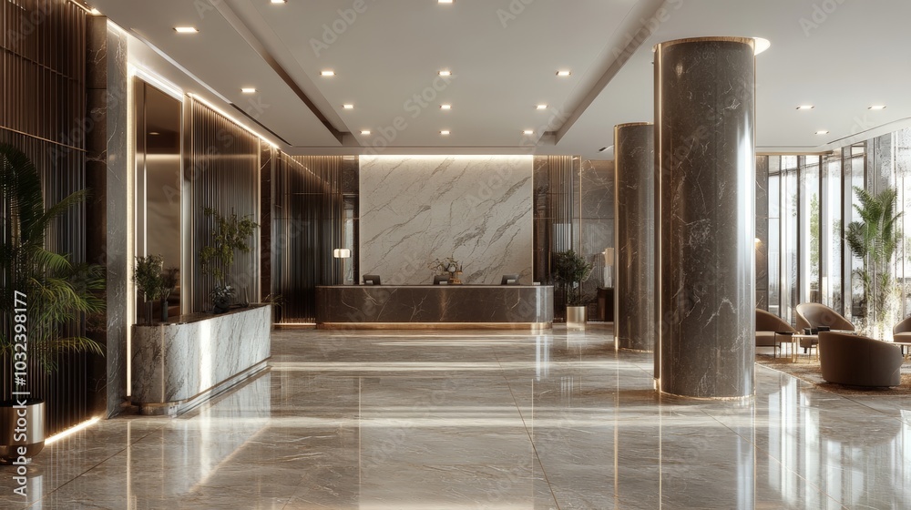 Luxury Hotel Lobby.