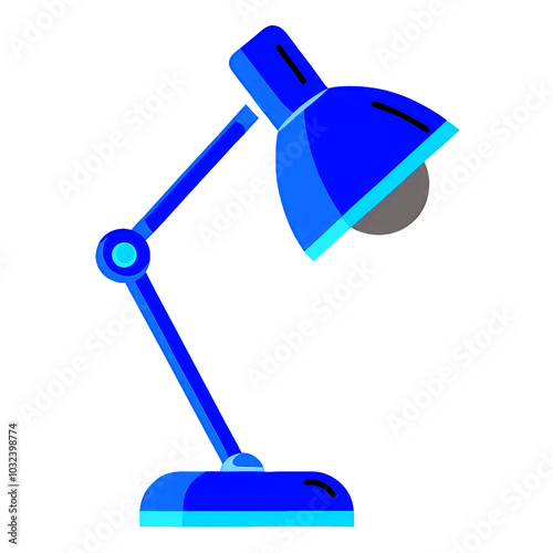 Blue desk lamp illustration on a white isolated background photo