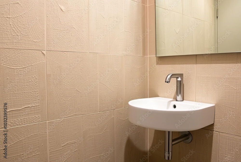 Textured Wall Panels A close up of textured wall panels in a bat Stock ... - Textured Wall Paneling For Bathrooms