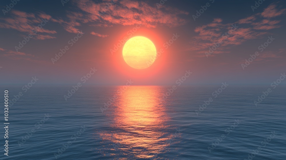 Sunset Over Sea.