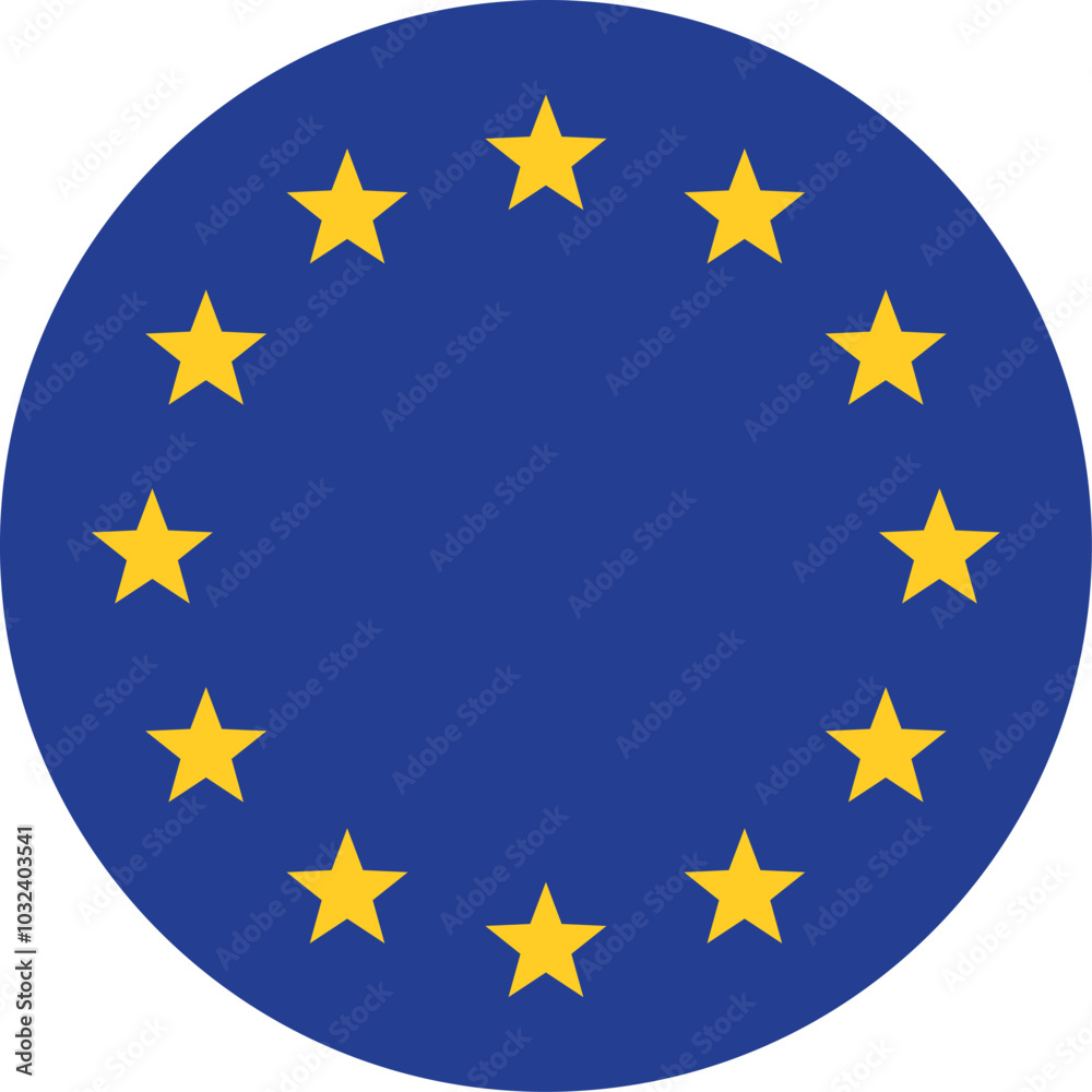 Flag of european union. European flag in a circle, 12 stars in a blue circle. High quality. Flag of european union. European flag in a circle, 12 stars in a blue circle. High quality.