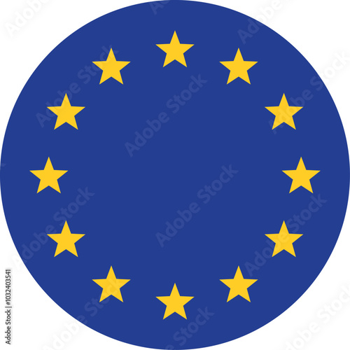 Flag of european union. European flag in a circle, 12 stars in a blue circle. High quality.