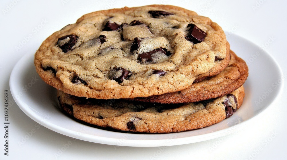 Freshly Baked Chocolate Chip Cookies on Plate Freshly Baked Chocolate Chip Cookies on Plate