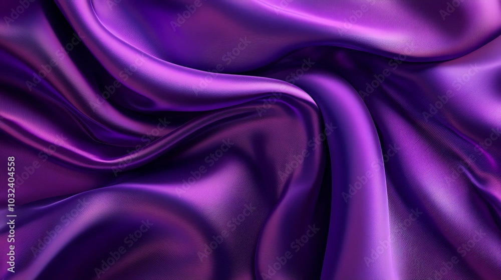 Obraz premium Purple satin backdrop with smooth, flowing curves and a luxurious, silky texture