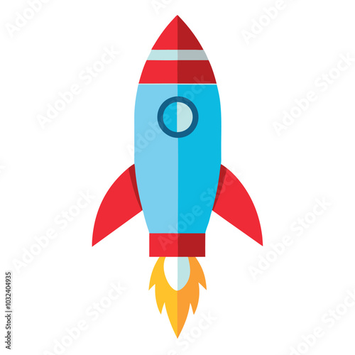 Rocket spaceship launch vector illustration.