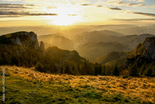 sunrise in the mountains  Dochia Chalet, Ceahlau Mountains, Romania 