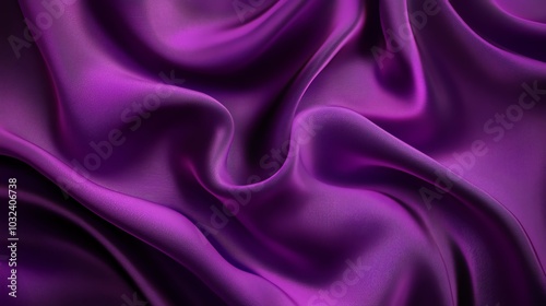 dark purple silk fabric with flowing waves, draped elegantly on a velvet backdrop, creates a luxurious and shiny texture