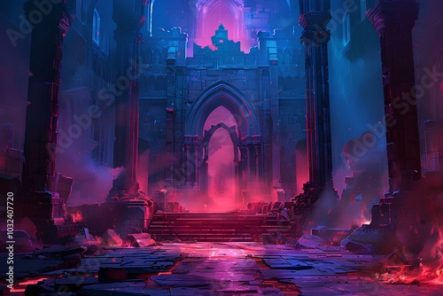 A scene from a video game with a castle in the background