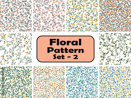 Set of floral seamless patterns