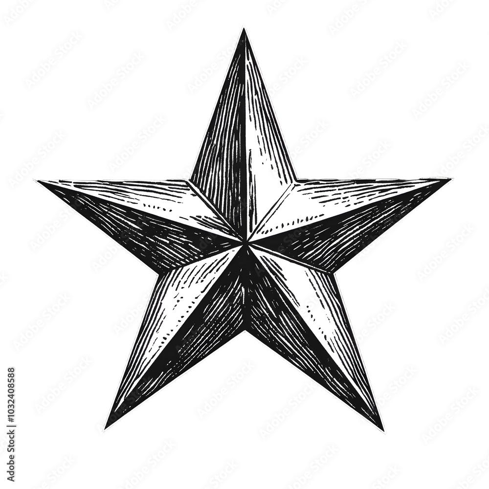 five-pointed star with shading, drawn in an engraving style sketch engraving generative ai raster illustration. Scratch board imitation. Black and white image. five-pointed star with shading, drawn in an engraving style sketch engraving generative ai raster illustration. Scratch board imitation. Black and white image.