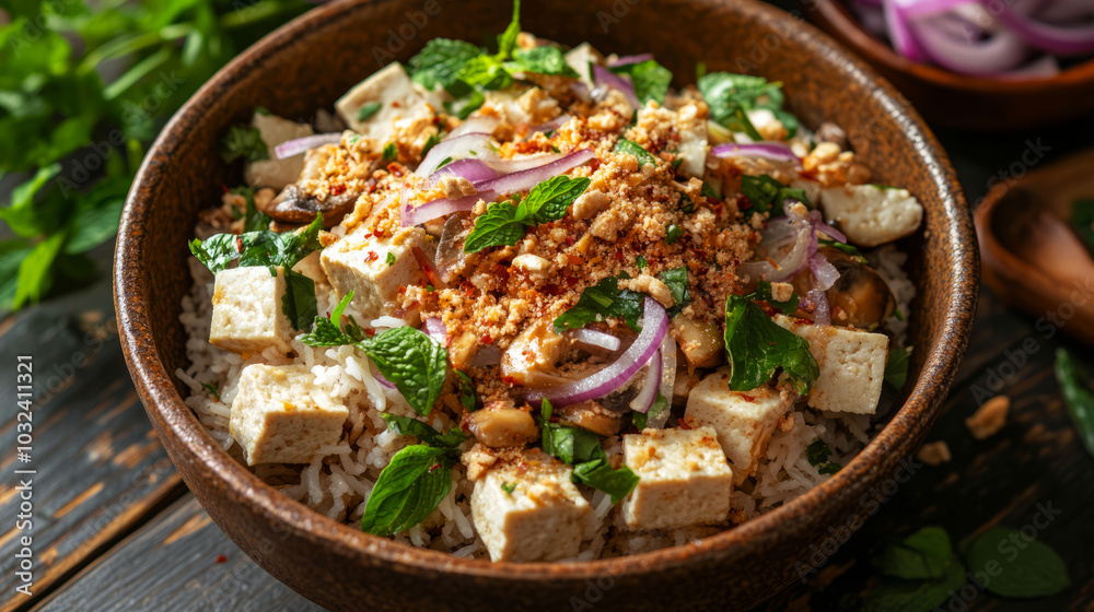 Vegan Larb Bowl with Tofu and Mushrooms Vegan Larb Bowl with Tofu and Mushrooms