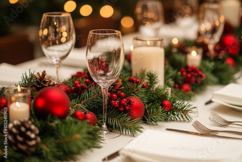 Serving a festive table before Christmas, AI generated