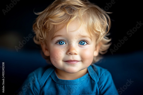 portrait of an white little boy with a smile