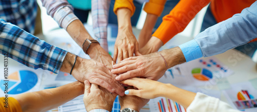 joint hands business people working together