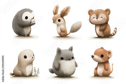 Collection six illustrations different animals There are total Safari Animal set squirrel