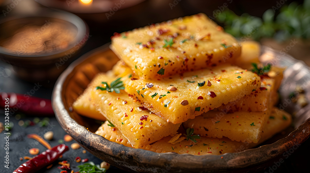 Spicy chikki with a hint of chili powder and saffron Spicy chikki with a hint of chili powder and saffron