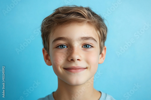 Portrait of smiling white cute teenage boy