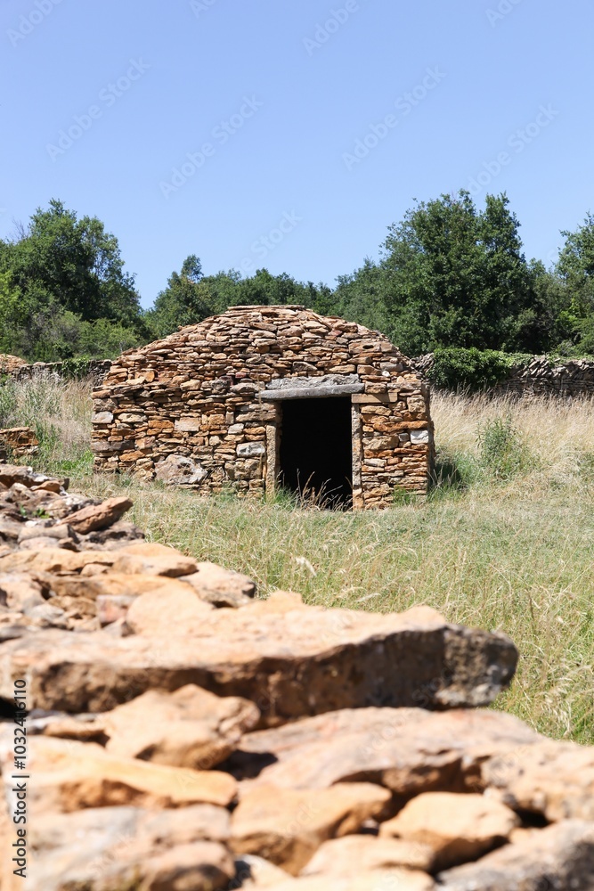 Old and typical stone hut called caborne in French language in Saint Cyr au Mont d'or, France Old and typical stone hut called caborne in French language in Saint Cyr au Mont d'or, France