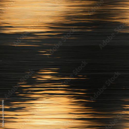 Golden reflections on rippling water at sunset create a serene abstract pattern