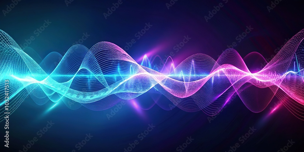 Obraz premium 'Abstract Digital Technology Wave Signal with Expanding Background Template'