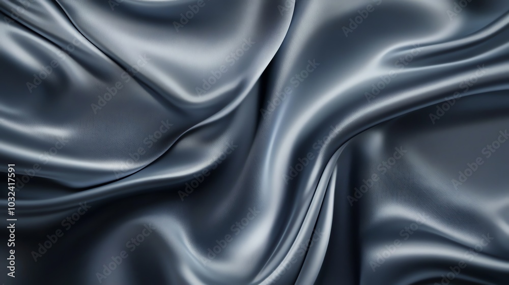Obraz premium Black satin fabric with smooth, soft, shiny texture, ideal for luxury fashion, decoration, or backdrop