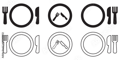Collection Of Menu Catering, Restaurant, Spoon, Fork, Knife And Plate Icon Vector Design. Isolated On Transparent Background.