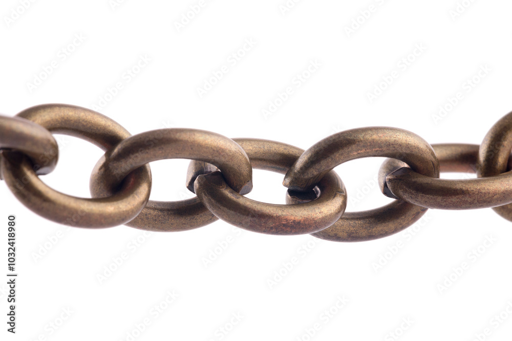 Obraz premium Brown metal chain isolated on white background