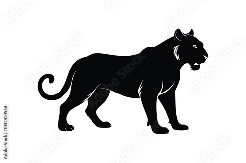  Tiger animal silhouette black vector artwork illustration. photo