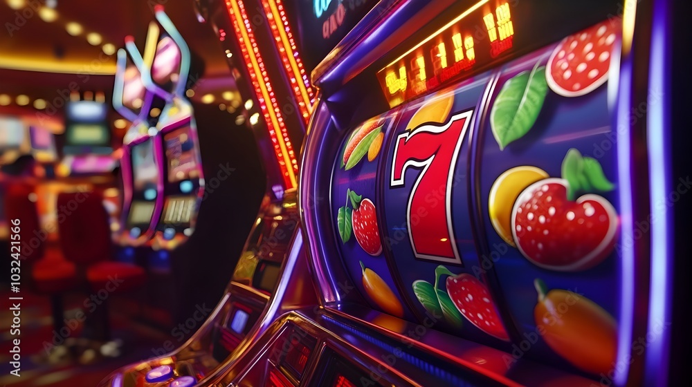 Fototapeta premium Vibrant 3D Render of a Slot Machine with Symbols