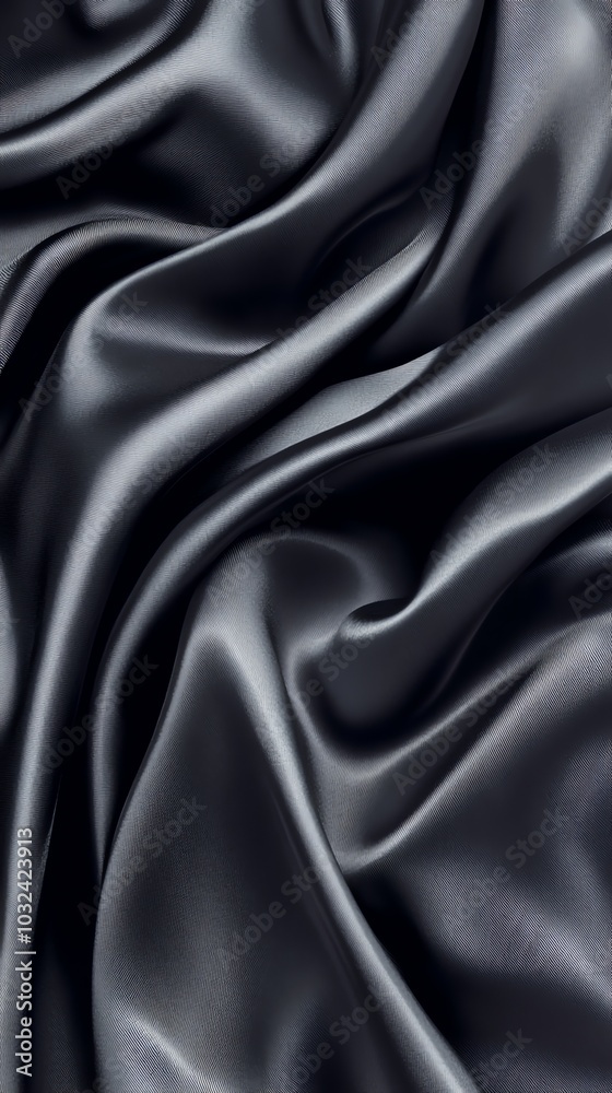 Black satin fabric, rippled and smooth, a luxurious backdrop for elegant fashion displays Black satin fabric, rippled and smooth, a luxurious backdrop for elegant fashion displays