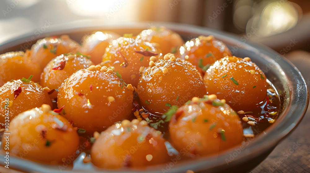 Spicy gulab jamun with a hint of chili powder and saffron Spicy gulab jamun with a hint of chili powder and saffron