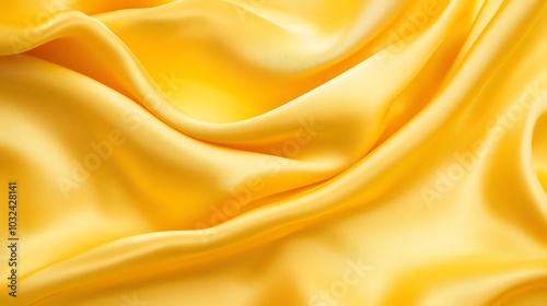 yellow Golden satin fabric draped in luxurious waves, a smooth and shiny backdrop for elegant designs