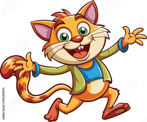 Funny cartoon dancing cat clipart vector