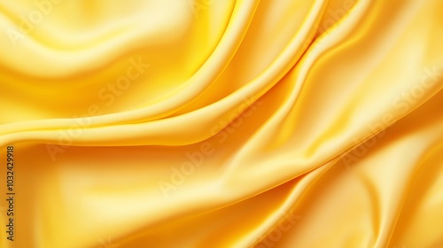 Liquid satin fabric with yellow golden waves, soft and smooth texture, ideal for luxury wallpaper or backdrop design