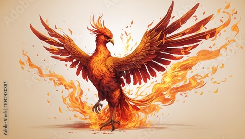 Phoenix Rising in Flame.