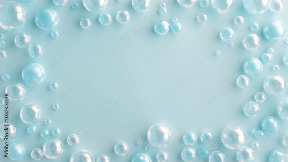 Airy Blue Bubbles on Soft Texture Background Airy Blue Bubbles on Soft Texture Background