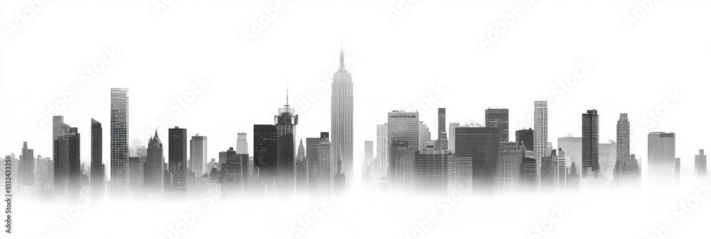 Naklejka premium New York city skyline on white background