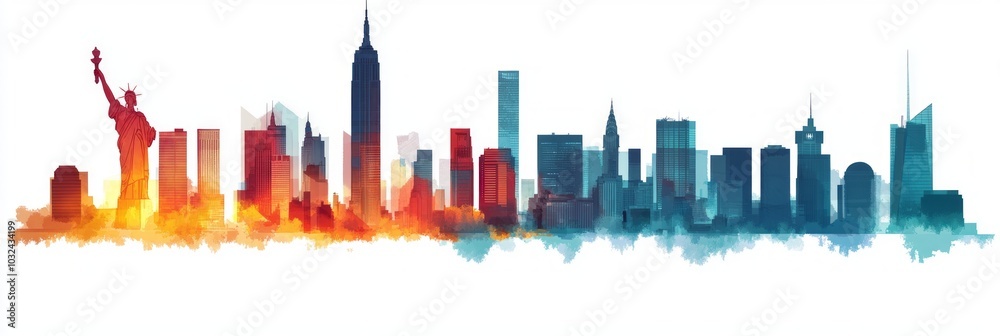 New York city skyline on white background New York city skyline on white background