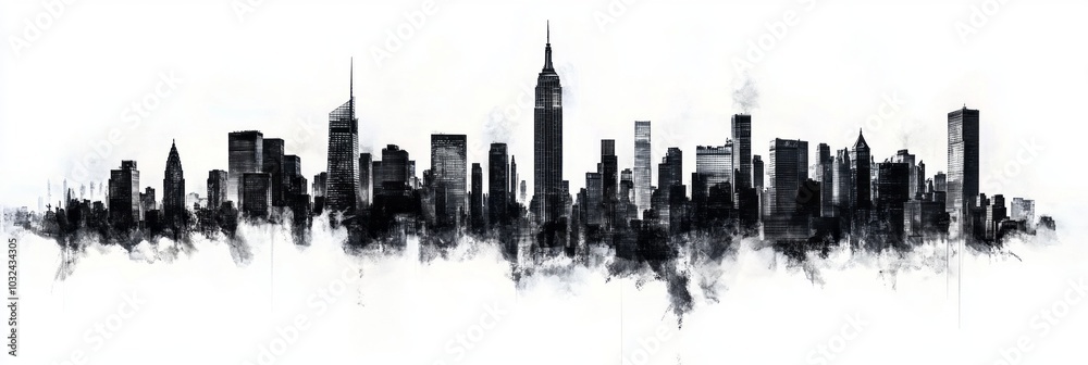 Naklejka premium New York city skyline on white background