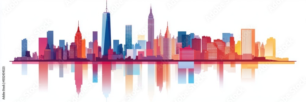 Fototapeta premium New York city skyline on white background