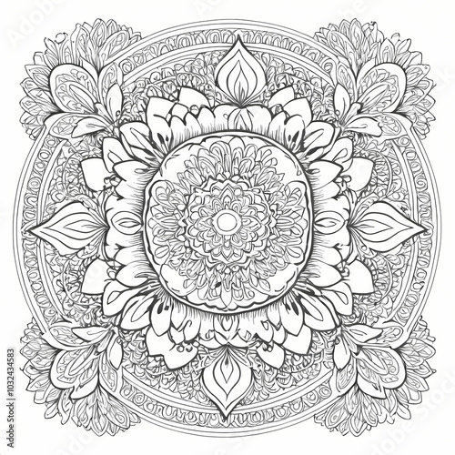 Intricate Mandala Design Coloring Book Page