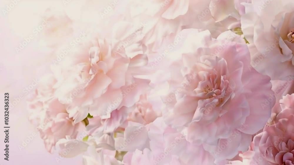 A soft, diffused floral mist in pale pinks and creamy whites slowly moves, dreamy, blooming atmosphere exudes femininity and luxury, 4k High-Quality texture background Animation Video A soft, diffused floral mist in pale pinks and creamy whites slowly moves, dreamy, blooming atmosphere exudes femininity and luxury, 4k High-Quality texture background Animation Video