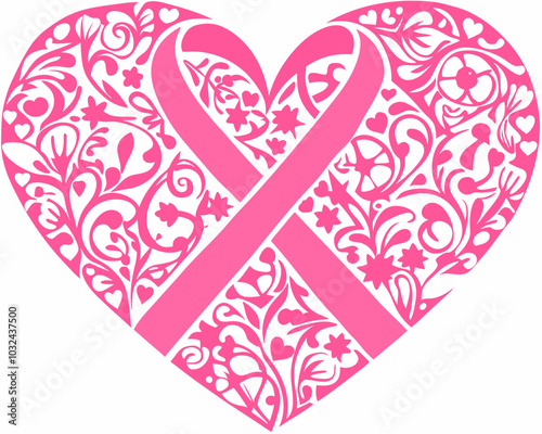 Heart make of cancer ribbon vector art