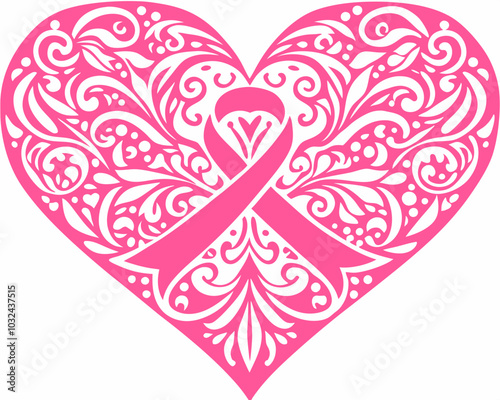 Heart make of cancer ribbon vector art