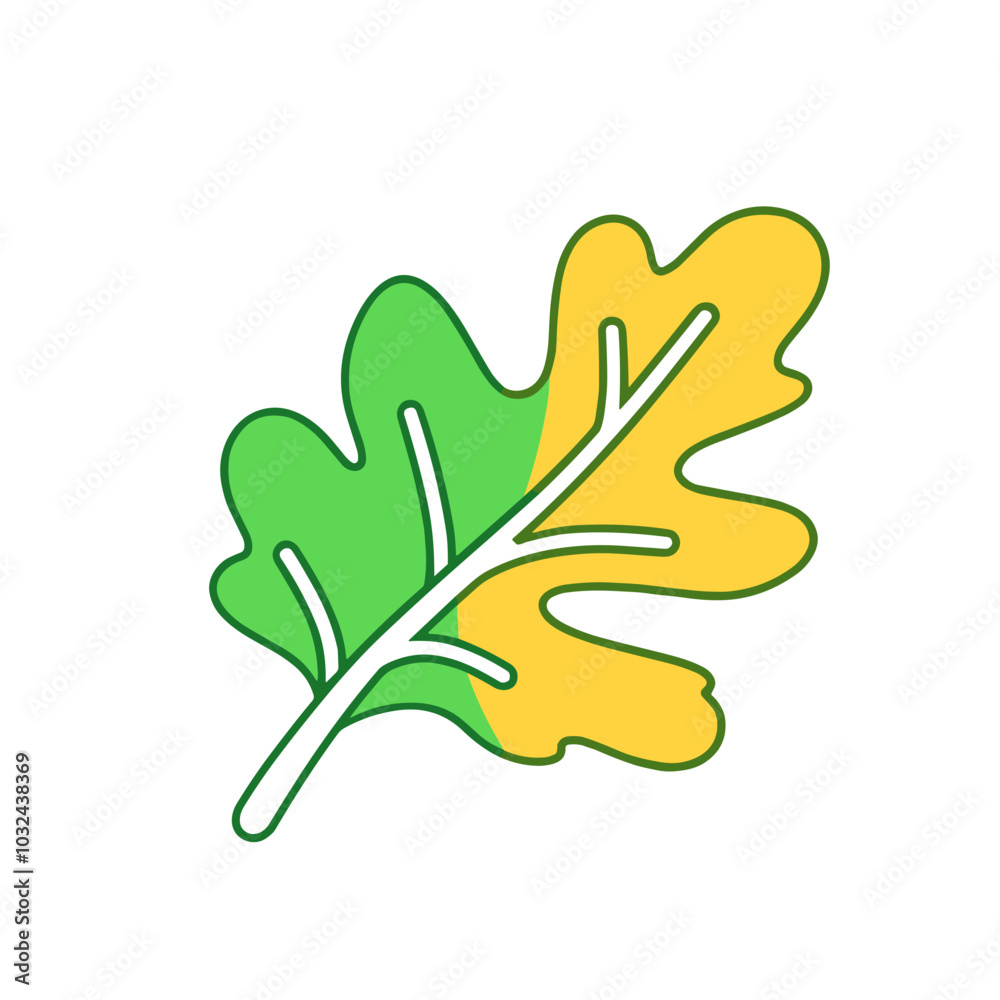 Oak leaf ecology icon in simple green line interface style Oak leaf ecology icon in simple green line interface style